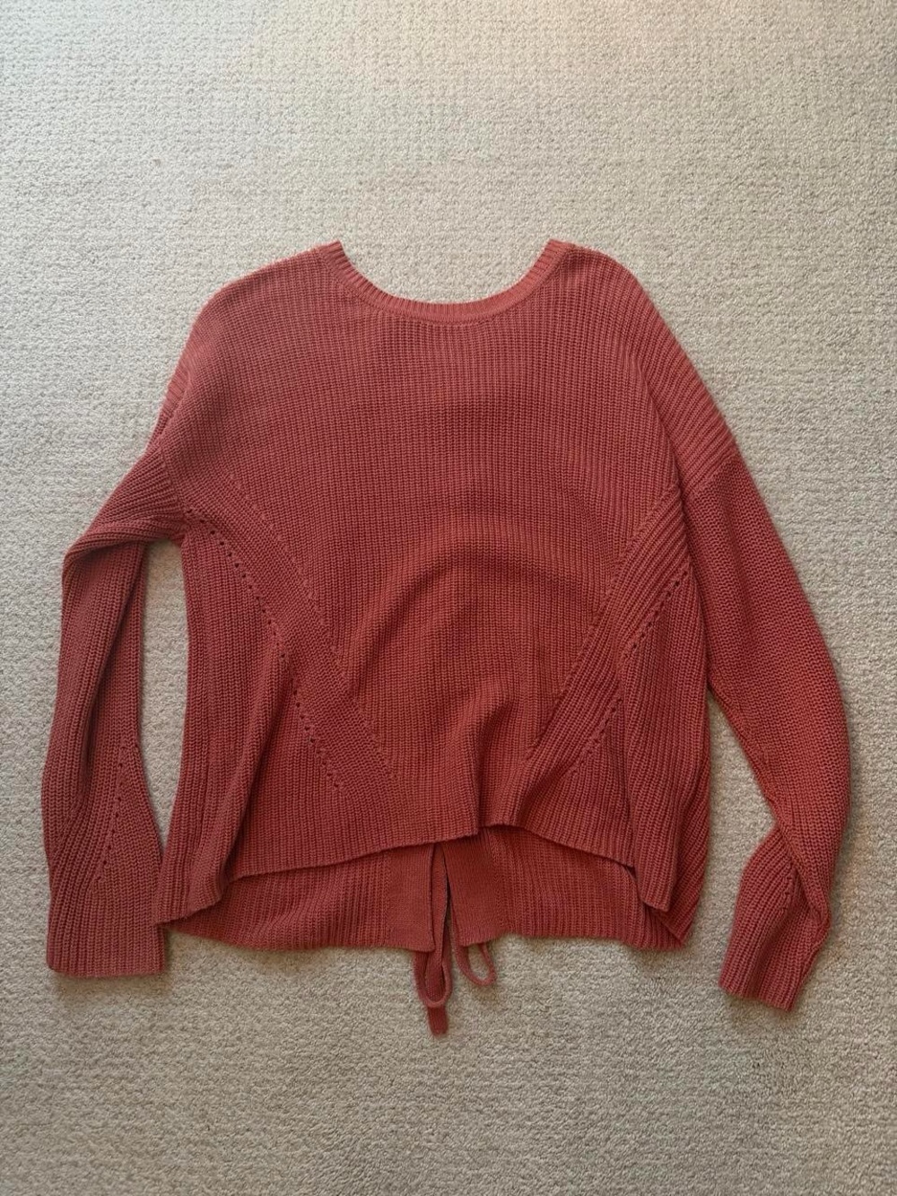 Women's Lightweight waffle Knit Sweater in Dusty Rose/orange